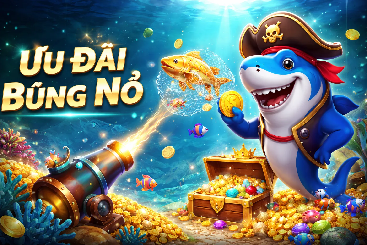 Hình ảnh chính game bắn cá sống động trên trang game Momo
